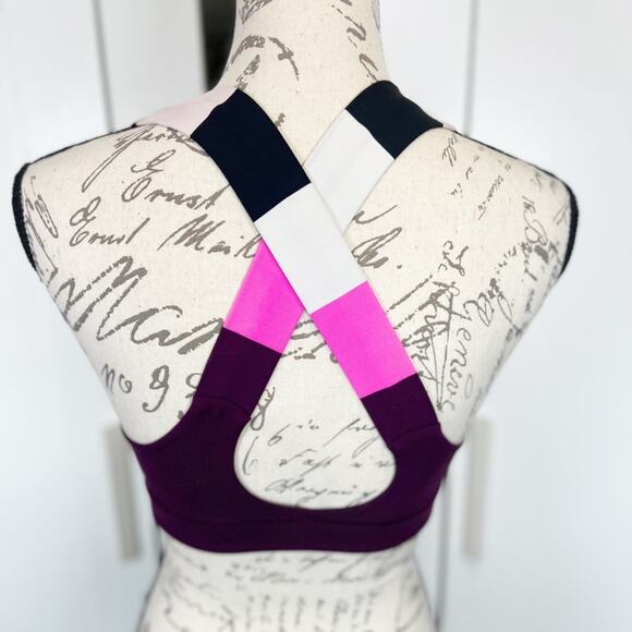 Lululemon All Sport Bra Plum/Pow Stripe Raspberry Glo Light - Picture 9 of 10